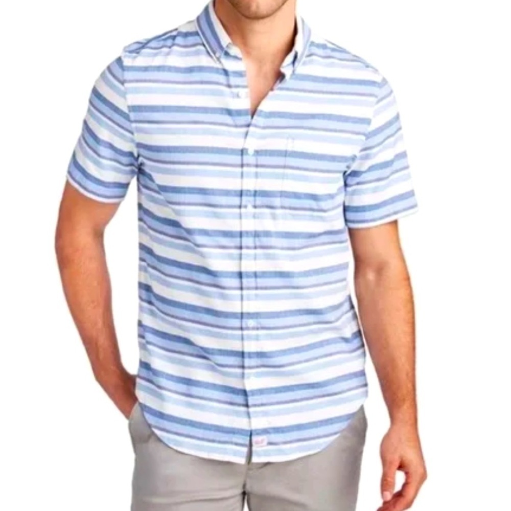 Vineyard Vines Murray Slim Fit Mens XL White Pink Blue Preppy Shirt Logo
